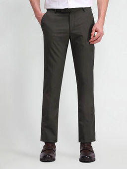 Arrow - Mens Dark Brown Solid Formal Trouser