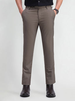 Arrow - Mens Brown Textured Formal Trouser