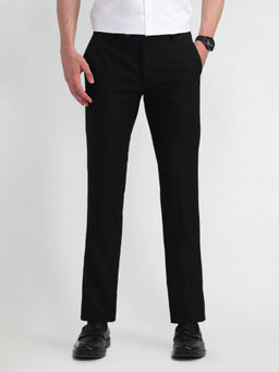 Arrow - Mens Black Solid Formal Trouser