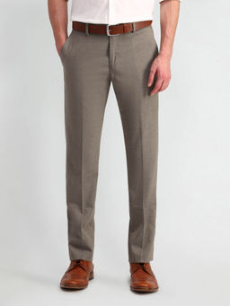 Arrow - Mens Light Brown Self Design Formal Trouser