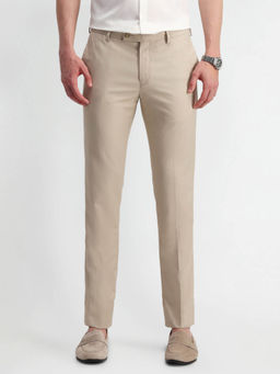 Arrow - Mens Beige Textured Formal Trouser