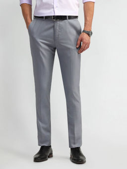 Arrow - Mens Grey Solid Formal Trouser