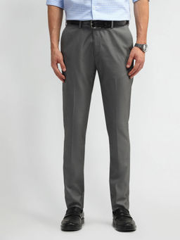 Arrow - Mens Grey Solid Formal Trouser