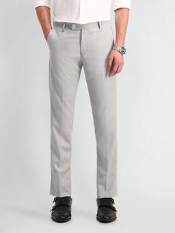 Arrow - Mens Grey Textured Formal Trouser
