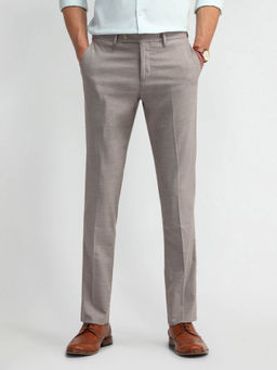 Arrow - Mens Brown Solid Formal Trouser