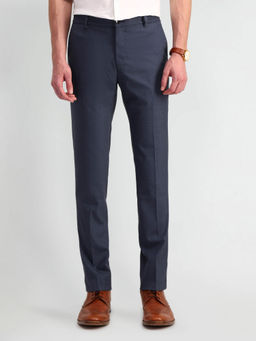 Arrow - Mens Navy Blue Solid Formal Trouser