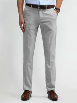 Arrow - Mens Grey Self Design Formal Trouser