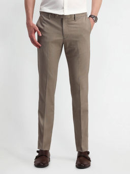 Arrow - Mens Brown Solid Formal Trouser