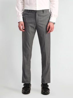 Arrow - Mens Grey Checks Formal Trouser