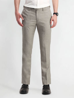 Arrow - Mens Beige Self Design Formal Trouser