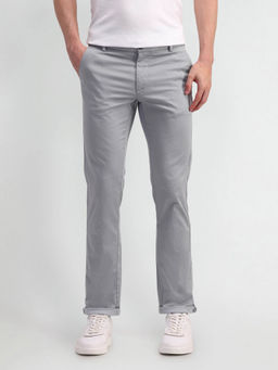 Arrow Sports - Mens Grey Textured Casual Trouser