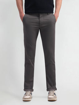 Arrow Sports - Mens Dark Grey Textured Casual Trouser