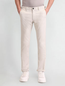 Arrow Sports - Mens Beige Textured Casual Trouser