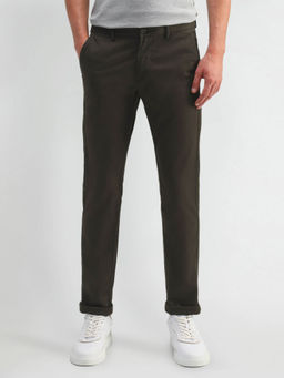 Arrow Sports - Mens Olive Solid Casual Trouser