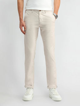 Arrow Sports - Mens Off White Solid Casual Trouser