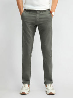 Arrow Sports - Mens Olive Solid Casual Trouser