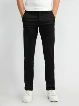 Arrow Sports - Mens Black Solid Casual Trouser