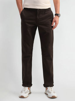 Arrow Sports - Mens Brown Solid Casual Trouser