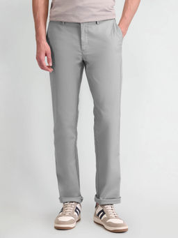 Arrow Sports - Mens Grey Solid Regular Casual Trouser