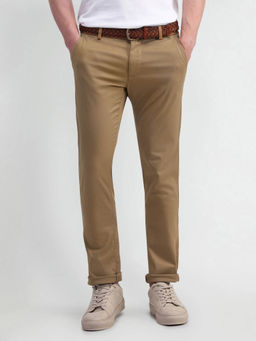 Arrow Sports - Mens Brown Solid Casual Trouser