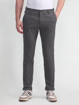 Arrow Sports - Mens Grey Solid Casual Trouser