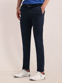 U.S. POLO ASSN. - Mens Navy Blue Solid Casual Trouser