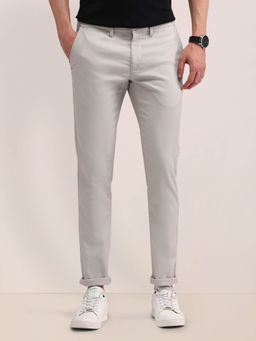 U.S. POLO ASSN. - Mens Grey Solid Casual Trouser