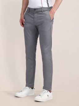U.S. POLO ASSN. - Mens Grey Textured Casual Trouser