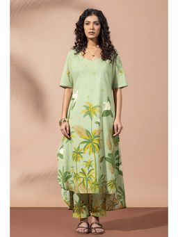 Thee Modern Roots - Forest Moss Green Printed Kurta and Pant (Set of 2)