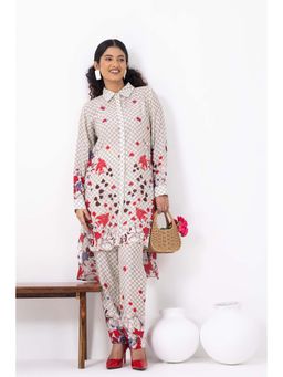 Thee Modern Roots - Cream Checkered Print Co-Ord (Set of 2)