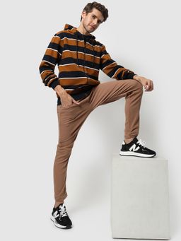 Campus Sutra - Striped Full Sleeve Stylish Hooded Sweatshirt