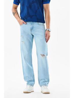 Snitch - Light Blue Light Distressed Relaxed Casual Jeans for Men