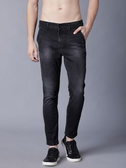 HIGHLANDER - Men Black Slim Fit Mid-Rise Clean Look Stretchable Cropped Jeans