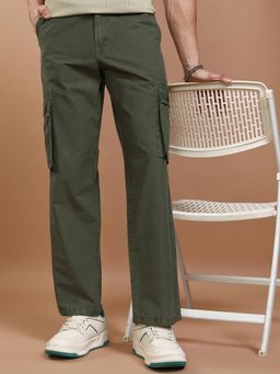 HIGHLANDER - Men Green Double Pocket Carpenter Fit Cargo