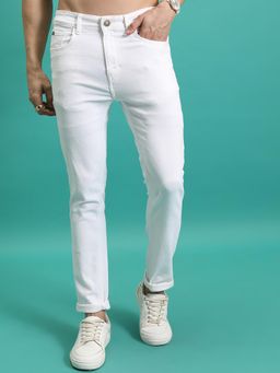 HIGHLANDER - Men White Tapered Fit Jeans