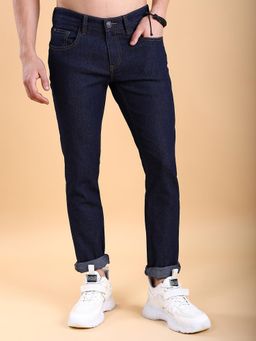 HIGHLANDER - Mens Navy Blue Tapered Fit Jeans