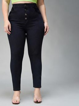 Miss Chase - A+ Curve Collection Plus Size Women Black Skinny Fit Denim Jeans