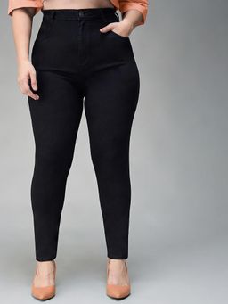 Miss Chase - A+ Curve Collection Plus Size Women Black Skinny Fit Denim Jeans