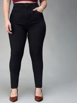 Miss Chase - A+ Curve Collection Plus Size Women Black Skinny Fit Denim Jeans