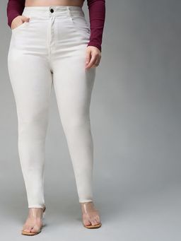 Miss Chase - A+ Curve Collection Plus Size Women White Skinny Stretchable Denim Jeans