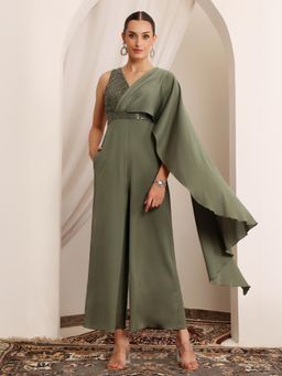 Miss Chase - Women Olive Embellished Jumpsuit