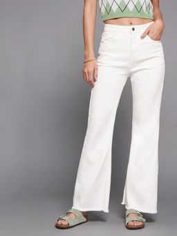 Miss Chase - Women White Bootcut High Rise Clean Look Stretchable Denim Jeans