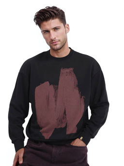 Rare Rabbit - Bade Black Abstract Print Sweatshirt