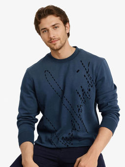 Rare Rabbit - Barak Blue Graphic Print Regular Fit Sweatshirt