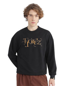 Rare Rabbit - Bott Black Graphic Regular Fit Sweatshirt