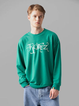 Rare Rabbit - Bott Green Graphic Regular Fit Sweatshirt