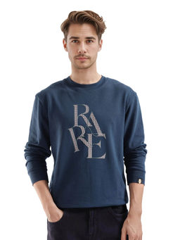 Rare Rabbit - Calixer Blue Graphic Print Regular Fit Sweatshirt