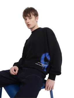 Rare Rabbit - Deric Black Graphic Sweatshirt