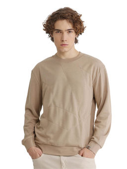 Rare Rabbit - Eldron Dusky Beige Embroidered Sweatshirt