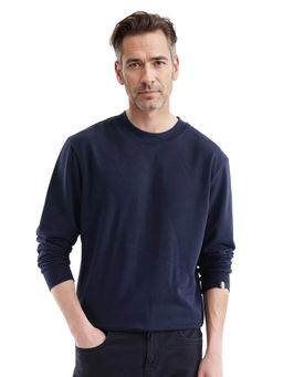 Rare Rabbit - Eldron Navy Blue Embroidered Sweatshirt